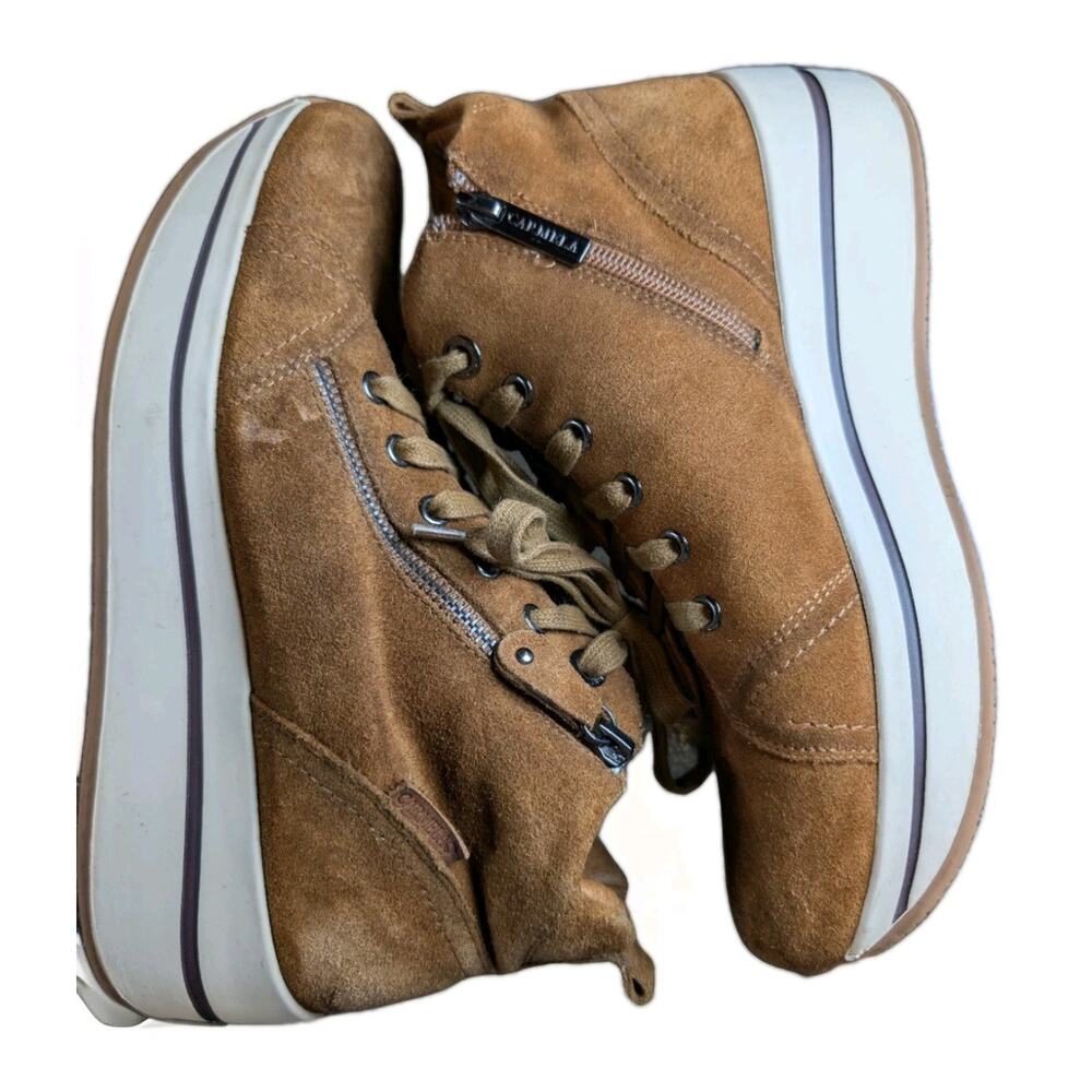 Carmela Ankle Boots Double Zip Womens US 7.5- 8 EU 38 Brown Suede Y2K Sneakers